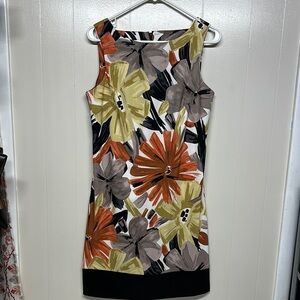 Dress Barn Orange Yellow Sheath Midi Floral Dress